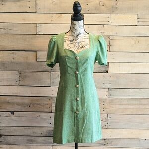 SHEIN Green Button-Up Mini Dress